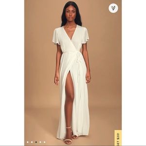 Lulu’s White Wrap Maxi Dress